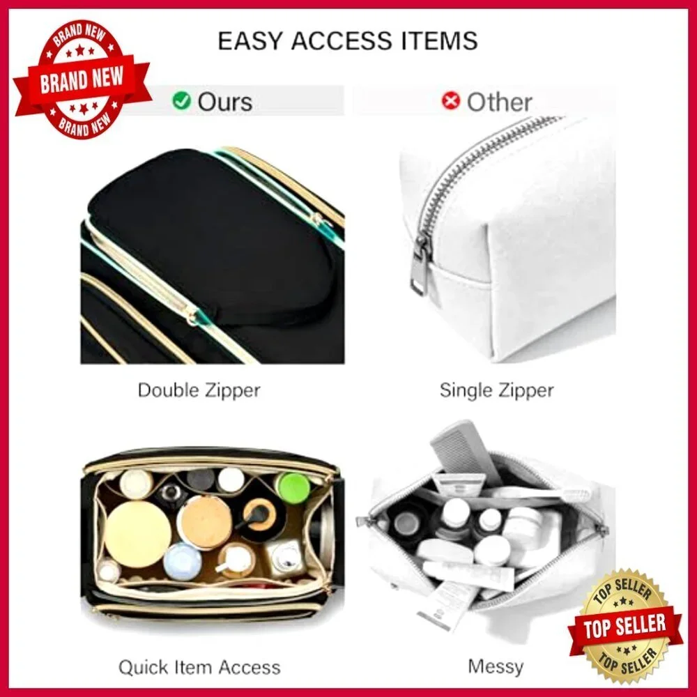 Large Water-Resistant Travel Toiletry Bag with Dual-Layer Design